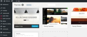 Bridge 30.8.8.5 – Creative Multipurpose WordPress Theme 2 Bridge WordPress theme homepage dashboard showing active system status and welcome message