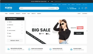 WooCommerce single product page design customized using the Porto WordPress Theme builder