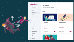 Yoast SEO Premium dashboard showing the green SEO score and readability analysis.