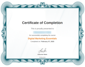 Example of a custom course certificate generated by the LearnDash LMS upon completion